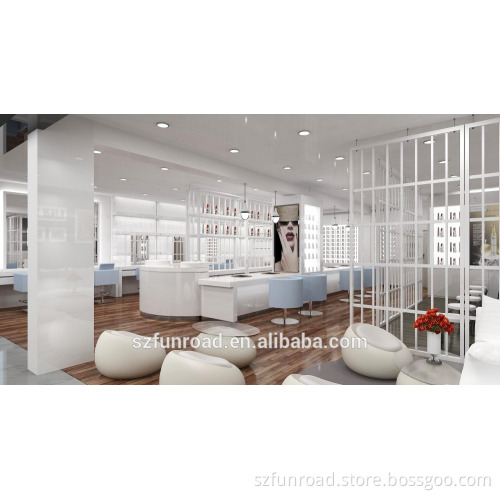 High Glossy White And Pink painting MDF Manicure Express Nail Display